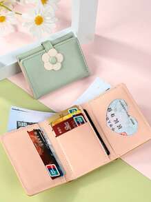 Cartoon Fresh Tri-Fold Wallet, Simple Short Sweet Purse, Cute Little Daisy, Student Wallet, Suitable For Holiday Gift