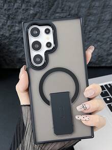 Luxury Matte Semi-Transparent Magnetic Wireless Charging Phone Case With Stand, Compatible With Apple 16 15 14 13 12 11 Pro Max Plus, Metal Camera Ring, Shockproof, Soft Bumper, Rigid Back Cover Waterproof Anti-Fall Scratch Resistant - Black - View 6