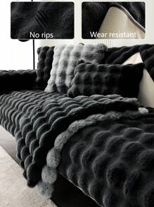 1pc All Season Thickened Sofa Cushion Cover, Non-Slip Sofa Slipcover, Dust-Proof And Dirt-Resistant, Machine Washable, Non-Shedding And Fade-Resistant, Plush Black Home Decor Pet-Friendly Protective Cover, Suitable For Bedroom, Office, Living Room, L-Shaped Sofa And 1/2/3/4 Seat Sofa