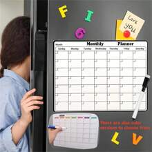 1 Pc Black/Color Simple And Adhesive Magnetic Fridge Calendar, Fridge Accessories, Fridge Stickers, Memo Board, Monthly Planner, Weekly Planner, Daily Schedule, Calendar, To Do List (28cm X 21cm)