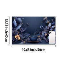 1pc Floral Print Drainage Mat/Absorbent Mat/Drying Mat For Coffee Makers, Dishes - Polyester Tabletop Protective Mat For Kitchen Counter Decoration, Home Bar And Dining Table