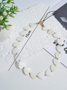 1pc Heart & Seashell Mobile Phone Lanyard, Versatile Phone Neck Strap - White - View 2