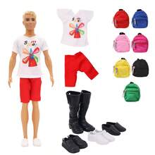 30 厘米/11.5 英寸娃娃服装衣柜，男士休闲简约时尚服装套装，包括 1 件衬衫、1 双鞋、1 个背包（不含娃娃）