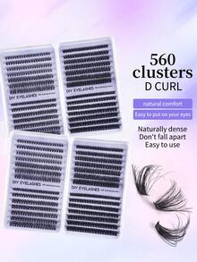 560pcs False Eyelash Clusters, 30D/40D/60D/80D Options, DIY Eyelash Extension, Faux Mink Lashes - Premium D-Curl Fluffy Natural Lash Clusters, Suitable For DIY Eyelash Extension - Reusable, Lightweight And Easy To Apply - DD - View 3