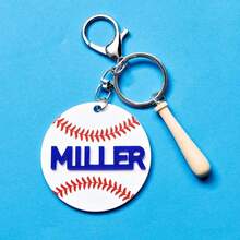 Customizable Acrylic 7.5cm Baseball & Softball Keychain - DIY Letter & Number Design, Lobster Clasp, Perfect For Back To School Gifts - White - View 10