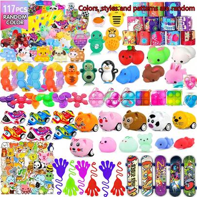 60/117 piezas Regalos para fiestas infantiles, adecuados para niños de 3 a 8 años/8 a 12 años, que incluyen Fidget Spinners, Cajas del tesoro del aula, Rellenos de piñata, Rellenos de bolsas de regalo, Juguetes de caja de premios, Cofres del tesoro, Recompensas del aula (Colores y estilos surtidos)