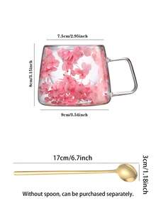 1 Pc,Double Wall Glass Cup,Petal Decoration,Creative Water Cup,Coffee Cup,Tea Cup,Milk Cup,Juice Cup,Insulated,Fresh,Aesthetic,Unique Design,Photo Props,Great Gift,Birthday Gift,Holiday Gift,For Bestie,For Friends,For Colleague,Enhance Your Life Style,Brighten Your Desk