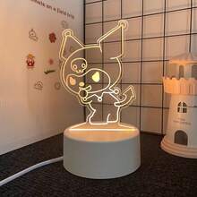 Lámpara de escritorio USB de acrílico 3D Sanrio - Serie Retro, Decoración de escritorio, Luz cálida interface USB, Luz nocturna cálida para habitación y dormitorio, Adecuado para hogar, vacaciones, cumpleaños, sin batería requerida - incluye cables