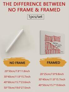 1幅极简现代“睡懒觉”横幅海报，手绘草图，红白中性色调，卧室装饰画，趣味“再睡5分钟……”帆布墙饰，无框，适用于卧室、客厅或办公室，卧室墙面装饰画 | 趣味墙面装饰 | 质感艺术，卧室装饰 - 彩色 - 查看 2