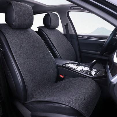 3 件装亚麻汽车座椅套坐垫套装，通用凉爽夏季汽车座椅垫