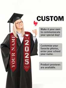 1pc Custom Multi-Color Graduation Shawl, Elegant Graduation Shawl, Elegant Graduation Honor Shawl, Graduation Honor Belt, Very Suitable For Graduation Ceremony,Multi-Functional, Ornamental,Reusable,Exquisite,Stylish,High-Quality,Colorful,Modern,Custom,Personalized,Unique,Ideal Gifts For Him,Ideal Gifts For Her,Boyfriend,Dad,Girlfriend,Mom,Family,Friends,Tea Room,Home,Garden,Office,For Anniversaries,For Valentine's Day,For Mother's Day,For Birthdays,For Father's Day,For Graduation,For Weddings,For Housewarming