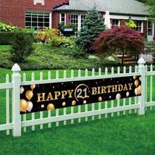 1 Stück Dekorationsbanner zum 16. Geburtstag - Alles Gute zum Geburtstag Hintergrund für Wand & Garten - 16. Geburtstags Party Deko - Teenager Geburtstags Party Zubehör