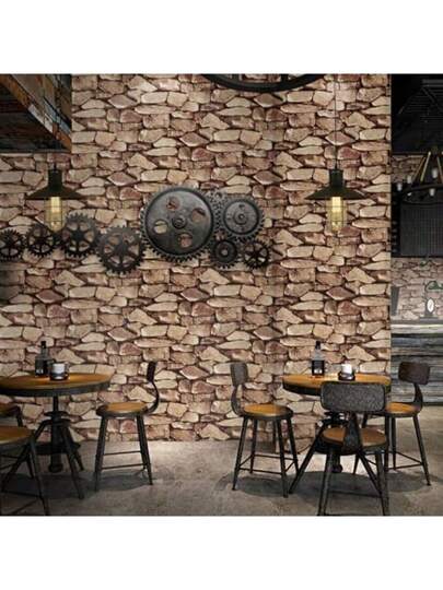 3D Stone Brick Effect Wallpaper, Bruin Textured Faux Rustic Wallpaper Bedroom, Living Room, Dining Cafe, Fireplace Room Home Wand Bathroom Art Kitchen Paper Stickers Ho Bedroom ation Stuff Wallpapers view 7