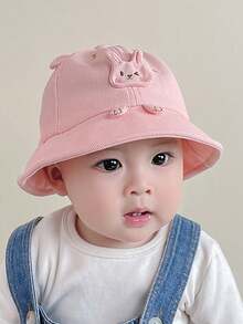 1pc Baby/Kids Girl Princess Rabbit Ear Bucket Hat, Sun Ion, Suitable For All Seasons - Multicolor - View 10