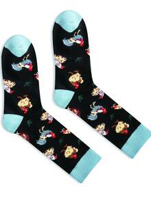 2 Pairs Unisex Couple Rooster Pattern Mid-Calf Socks, Versatile For All Seasons - Multicolor - View 5