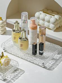 1/2 件透明亚克力化妆托盘，坚固耐用，易于清洁的化妆品收纳盒 - 無色 - 查看 12