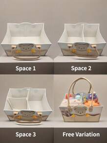 1 Piece Of Felt Mommy Bag Cartoon Baby Outdoor Travel Storage Bag Diaper Storage Toy Storage Milk Bottle Storage Milk Powder Box Storage Paper Towel Wet Wipes Storage