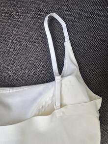 ACME MADE IN CHINA Women's Tank Top Polyamide Adjustable Thin Strap Round Neck With Padded Basic Plain Imported Thick Fabric Not Transparent - KIT 2pcs preto/branco - 查看 7