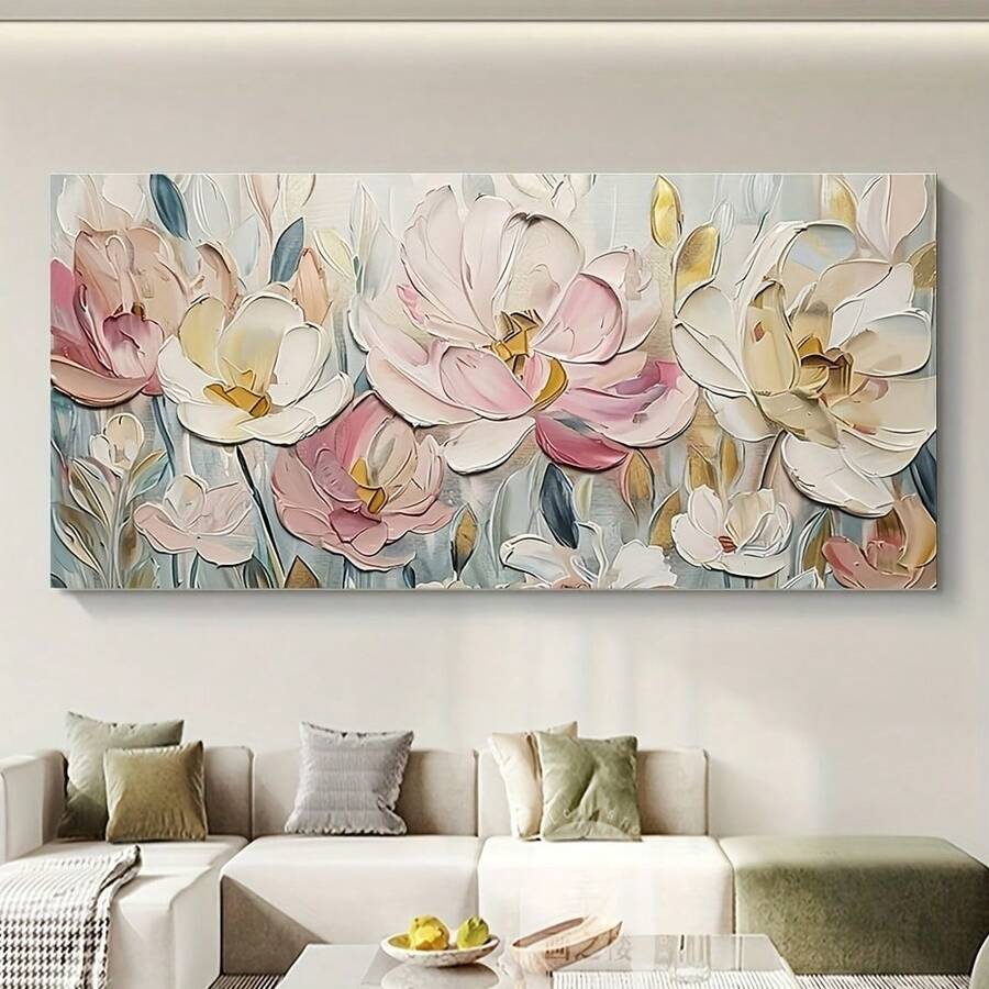 1 peça pôsteres botânicos florais abstratos, artes de parede, peça de arte em tela, decoração de parede moderna sem moldura, adequada para salas de estar, quartos e corredores, apresentando um pôster estilo giz de cera de cores mistas sem moldura 50x100cm/19,68x39,37 polegadas