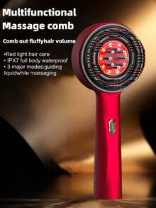 Wireless Multi-Functional Head Massage Comb, Wireless Massage Comb, Type-C Charging, Oil Control And Fluffy, Grasping And Kneading Massage Dredge The Scalp Meridian To Relax The Scalp, Built-In Essence Into The , Uniform Essence Into The Scalp, Dry And Wet Dual Use, One Click Start, Simple Operation, Home Travel With A Small Head Massage Comb - Multicolor - View 3