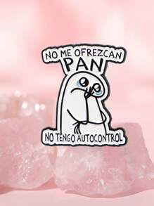 1 pieza Broche de solapa con cita graciosa en español, diseño de personaje triste, accesorio de moda, joyería, regalo para amigos