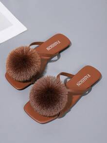 Ladies' Flat Sandals, Slippers, Leather Brown Vacation Storm, West Asian Style Ultra Light Slippers