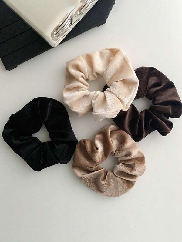 4-Piece Set Elegant Minimalist Solid Color Pleated Headbands For Women, Fashion Elastic Hair Ties Suitable For Everyday Wear, Date/Valentine's Day