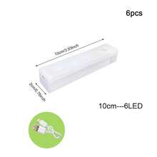 6pcs/Pack LED Motion Sensor Cabinet Lights, USB Rechargeable Night Lights, Suitable For Kitchen, Wardrobe, Stairs, Corridor, Shelf Lighting