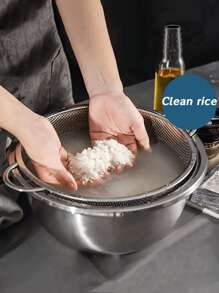 5pcs Set / 1pc Durable Stainless Steel Water Filter Basket Kitchen Set: Suitable For Pasta, Vegetables And Other Multi-Function Kitchen Filters, Stainless Steel Drain Basket - Stackable Filter - Vegetable Water Filter - Pasta Filter - Kitchen Filter - Vegetable Washing Basin, Rice Sieve And Fruit Bowl - Essential Cooking Tools To Meet All Your Kitchen Drainage Requirements