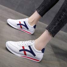 2025 Plus Size Women White Sneakers Spring Breathable Work Fashion White Color Student Sport Casual Flat Shoes - Blue - View 2