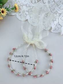 Rose Flower Headband, Scarf Ribbon Hair Tie, Summer Flowing Hair Hoop, Girls Daily Headwear Ponytail Hair Accessory