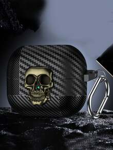 1 件碳纤维骷髅设计蓝牙耳机保护套带开关锁，兼容 Apple 1/2/3/4/Pro/Pro2 和 Galaxy Buds3/3Pro（不含耳机） - 純色 - 查看 10