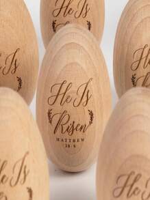 Easter Egg Decor, Wooden Decorations For Home, Tier Tray, Centerpiece Table Top, Easter Gifts Religious For Adult, Church, Christian Basket Stuffers, Egg Fillers (He Is Risen)