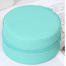 Leopard Print PU Leather Travel Jewelry Box, Bridesmaids Gift Box, Mini Circular Jewelry Storage Case, Zipper Cosmetic Organizer - Round Zipper Jewelry Box - View 18