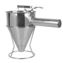 1pc Multi-Caliber Stainless Steel Batter Funnel With Stand - Perfect For Pancake, Cupcakes, And Baking - Kitchen Gadgets - Multicolor - View 5