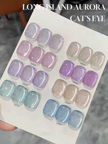 2026新款冰島極光貓眼凝膠指甲油 12ml 春夏冰晶透感磁吸美甲套組，含底膠與頂膠，適用UV燈，適合上班/約會，熱銷沙龍級美甲設計 - 彩色 - 查看 6