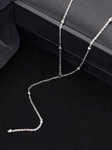 925纯银Y形项链，优雅性感，精致锁骨链，女士珠宝礼物，派对配饰