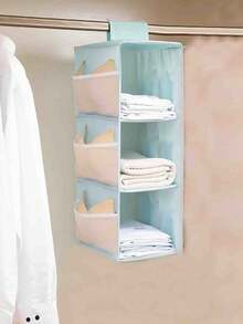 1pc Multi-Compartment Hanging Clothes Storage Bag, Can Be Used To Store Underwear, Foldable Storage Pouch, Suitable For Storing Socks, Bras, Household Items, Space-Saving, Applicable For Bedroom, Wardrobe, Closet, Home, Dorm, Etc. Hanging Wardrobe Storage Organizer, Storage Container, Wardrobe Storage Bag, Hanging Wardrobe Storage Bag, Suitable For Bedroom, Dorm, Can Store Socks, Pants, Jeans, T-Shirts, Dresses, Etc. - Grey - View 21