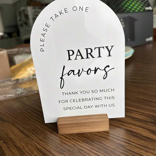 1pc Party Favors Arch Table Sign, Party Favors Sign, Modern Script Acrylic Wedding Sign, Wedding Favors For Guests, Wedding Party Favors, Wedding Table Top Signs Summer Birthday Gifts Beach Back To School School Supplies Room Decor
