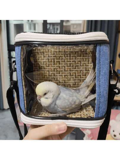 1 件装宠物便携式户外携带包，透气吊带鸟笼，爬行动物笼，透明可拆卸网眼，适合所有季节使用