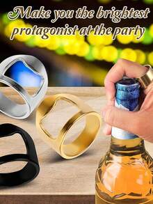 Stainless Steel Finger Ring Bottle Opener, Creative Opener, Kitchen Tool, Cool Finger Ring For Men/Women Party Gifts, Portable Bottle Opener For Outdoor, Camping - Multicolor - View 9