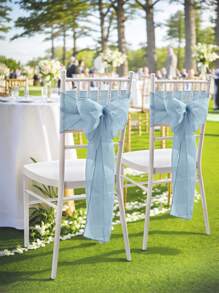 1pc/2pcs/6pcs/10pcs Solid Color DIY Terylene Bowknot Chair Back Decor, Suitable For Various Banquets & Parties, Chair Decoration, Adds Festive Atmosphere