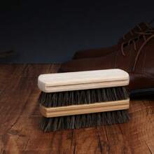 Paquete de 1, Cepillo de cerdas de caballo de alta calidad, aceitado y pulido, para eliminar el polvo, cepillo de zapatos suave, cepillo de madera sólida, resistente, el pelo no daña el cepillo para zapatillas de pulir, adecuado para el pulido de zapatos y el polvo en zapatos