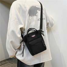 Nuevo bolso bandolera casual de un solo hombro para hombres, estilo vertical pequeño con gran capacidad, ligero y compacto - Negro - Ver 6