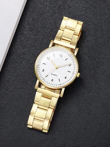 2pcs/Set Women Fashion Casual Minimalist Digital Scale Dial Quartz Wrist Watch Combination (Watch Case Not Included) - Gold - View 10