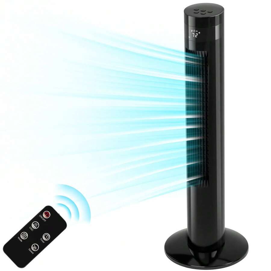 Havato Tower Fan Portable Electric Oscillating Fan Quiet Cooling Remote Control Standing Bladeless Floor Fans 3 Speeds Wind Modes Timer Bedroom Office (36 Inch, Black) - 查看 1