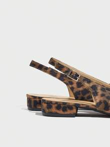 Dames sandalen met luipaardprint en gesloten neus, schattig strikdetail, dikke hak, comfortabele band aan de achterkant, veelzijdig voor werk, casual, feest, hoge hakschoenen zomer