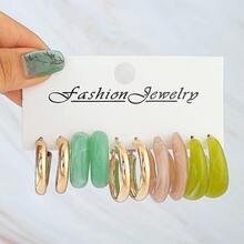 30pcs Faux Pearl Resin & Metal Earring Set - Multicolor - View 7