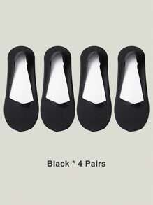1/4/8 Pairs Women's Big Size Available Soft Nylon Solid Bottom Low Cup Invisible No Show Socks With Non-Slip Gel Heel, Suitable For Daily Use
