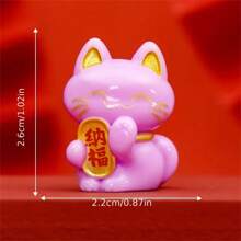 Resin Lucky Cat Figurine, Chinese Maneki Neko Fortune Cat, Money Attraction Amulet, No Feathers, Electricity-Free, With DIY Decor Accessory, For Desktop, Car, Valentine'S Day Gift, Suitable For Ages 14+